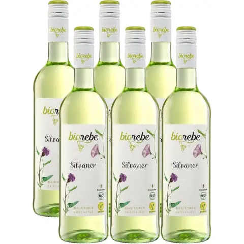 BIOREBE Silvaner Weißwein BIO VEGAN halbtrocken, 6x0,75L