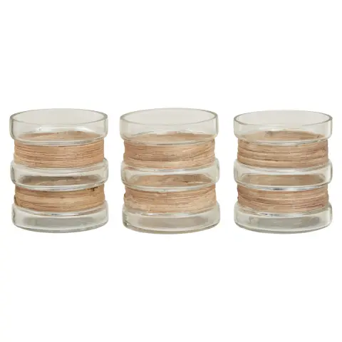 Kuta Set Of 3 Natural Tealight Holders