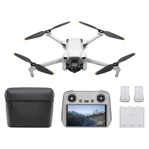 DJI Mini 3 Fly More Komplettset (DJI RC) - Leichte faltbare Mini-Drohne mit 4K HDR-Video, 3 Akkus für 114 Minuten Flugzeit