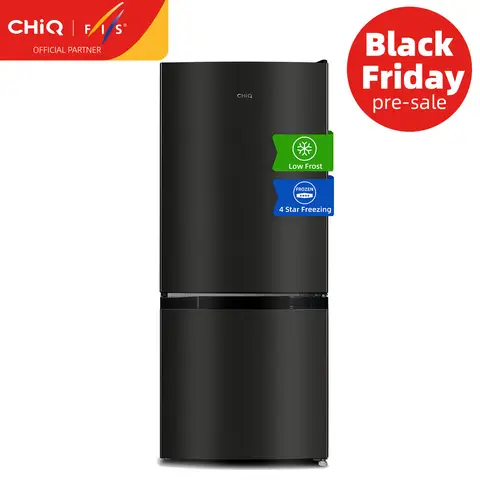 CHiQ 117L Kompakt Kühl-Gefrierkombination, 4-Sterne-Gefrierfach, Low-Frost, Platzsparendes 0,23㎡ Design, Leise 39dB, Wechselbarer Türanschlag, Schwarzer Stahl, EEK E, CBM117L42, 2025