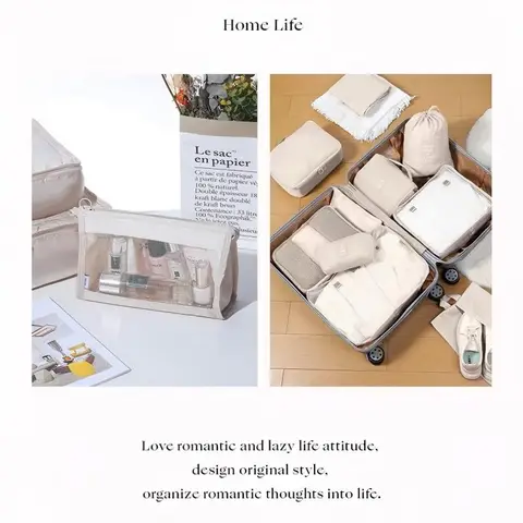 10 Pcs Deluxe Travel Packing Cubes Set, Multi-Functional Luggage Organizers, Gray, Ideal for Long Trips & Extended Stays