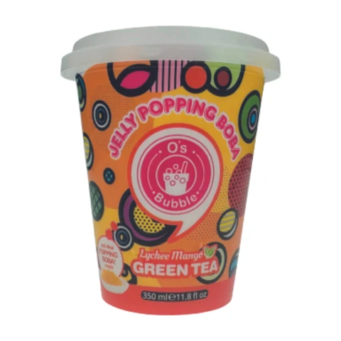 O'S BUBBLE Bubble Tea Popping Boba Cup Lychee Mangue 350Ml