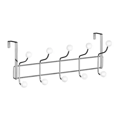 Maison by Premier Over Door Hanger, 10 White Ball Hooks Door Hanger, Space-Saving Door Hanger for Living Room and Hallway
