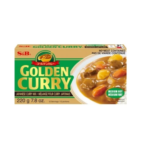 S&B Golden Curry Sauce Mix Medium Hot No Meat Contained 220g