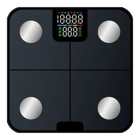 Smart Body Fat Scale, LED Color Display, Tracks 25 Body Metrics, High-Precision Sensor, 180 kg Capacity【With battery】