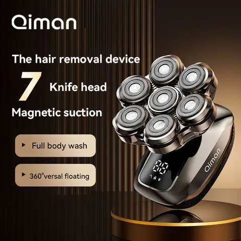 Qiman8005 Head Shavers for Bald Men 7D Floating Wet & Dry Electric Razor for Bald Heads with LED Smart Display 