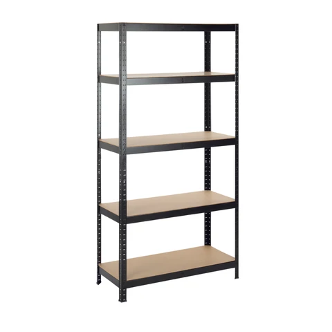 Starcko zwaar opbergrek - zwart - 180 x 90 x 40 cm - 5 planken van MDF - draagvermogen 175 kg per plank