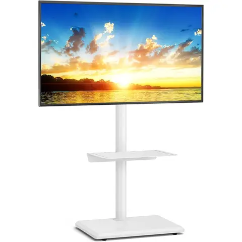 5Rcom Universal Swivel TV Floor Stand with Mount for 32-55 Inch TVs up to 40 kgs, Height Adjustable TV Stand,Max VESA 400x400mm (White)