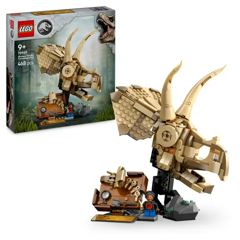 LEGO Jurassic World Fossiles de Dinosaures : Crâne de Tricératops 76969 Set de Jouets de Construction (468 Pièces)