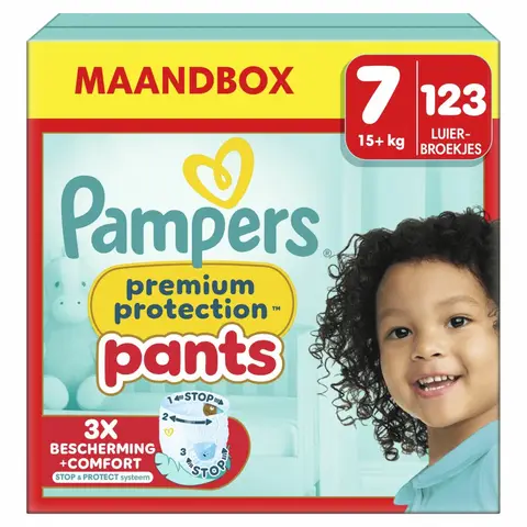 Pampers Premium Protection Pants Maat 7 – 123 Luierbroekjes (Voordeelverpakking)