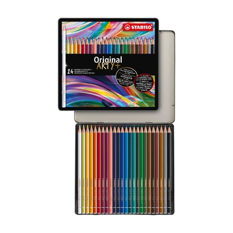 STABILO - Crayons de couleur STABILO ORIGINAL - Boîte métallique avec 24 couleurs (204204)