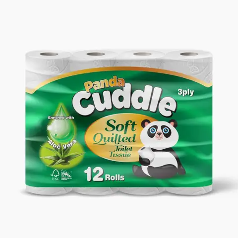PANDA CUDDLE Toilet Tissue 3-Ply 12x5 Pack (60 Rolls) Aloe Vera