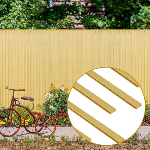 Sekey PVC Garten-Sichtschutz-Abdeckung mit Klemmern, 5 Stück x 1 m, Schutzartikel für PVC-Privatzaun, 1 m je Wurzel, 5er-Set, Bambus