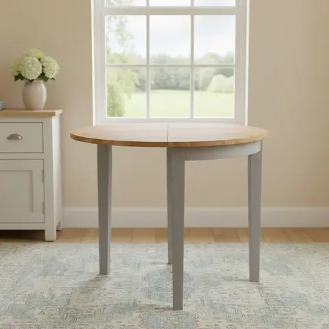 Dining & Console Table Altona Round/Half Moon Extendable Grey/Oak D:90cm