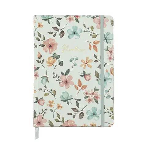 Jubiluu A5-Notizbuch aus Canvas mit Hardcover und Innenauslage - 96 Blatt (100 g/㎡ Offetpapier), Lesezeichen & Gummiband - Klassisches cremefarbenes Liniertes Journal für Schreiben, Schule, Büro und Geschenke - Frühlingsblüte