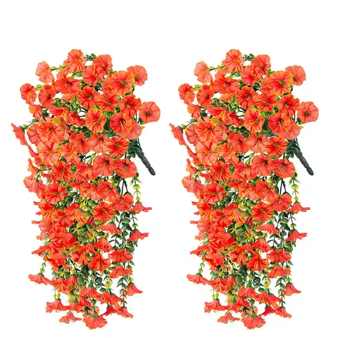 4Pcs 29.52in/75cm
Artificial Fake Hanging Flowers Plants for Outdoor Indoor Spring Summer Decoration Faux Silk Realistic Morning Glory Trailing Vines Hanging Plants for Home Porch Patio Balcony Deco(orange)