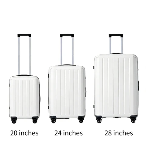 ochama Cream White Luggage 3-Piece Set, TPE Silent Casters, 3-Level Adjustable Telescopic Handle, Combination Lock, 20+24+28 Inch, Budget airline friendly | Short journey | Family outing