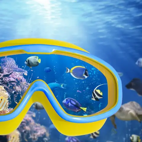 J.Zao Schwimmbrille für Kinder, großer Rahmen, HD, wasserdicht, beschlagfrei – weiches Puderblau