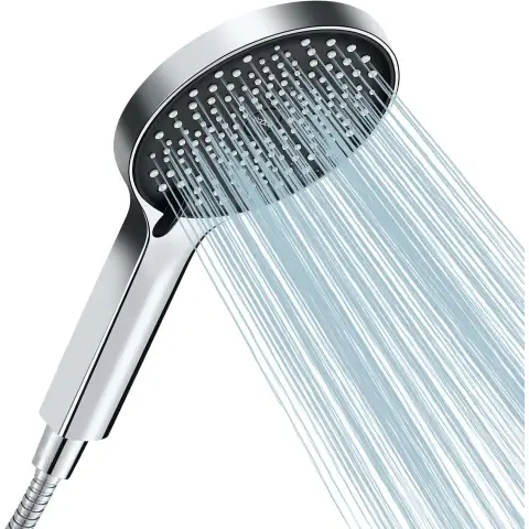 Cobbe Wassersparender Duschkopf, Duschkopf mit Schlauch, Großer Regenduschkopf mit Druckverstärkung, Wassersparender Duschkopf mit 3 Strahlarten, Schwarz/Chrom