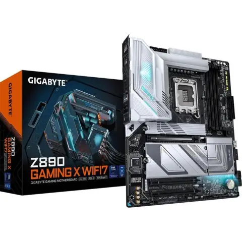GIGABYTE Z890 Gaming X WIFI7 Mainboard - Unterstützt Intel Core Ultra (Serie 2) CPUs, 16+1+2 Phasen VRM, bis zu 8800MHz DDR5 (OC), 1xPCIe 5.0 + 3xPCIe 4.0, Wi-Fi 7, 2.5GbE LAN, Thunderbolt 4