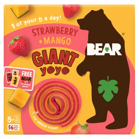 BEAR Strawberry & Mango Giant Fruit Yoyos 100g