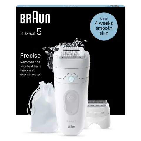 Braun Silk-épil 5, Epilator For Easy Hair Removal, Lasting Smooth Skin, 5-041, White/Grey