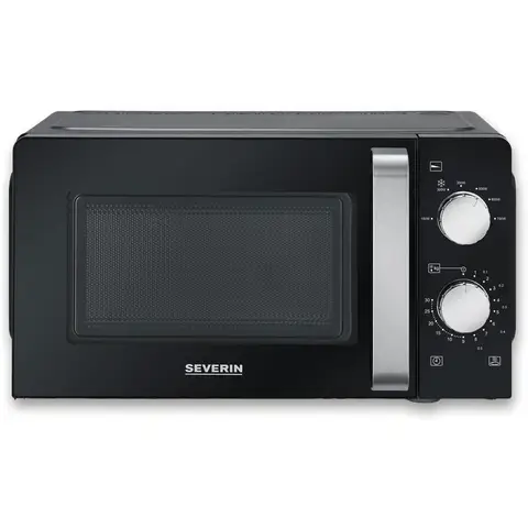 SEVERIN MW 7886 Solo Defrost and Heat Microwave Oven with Turntable for Even Heat Distribution, Black/Stainless Steel