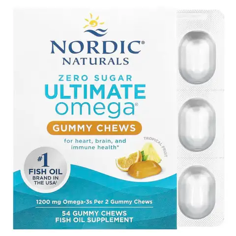 Nordic Naturals Ultimate Omega Gummies Chews, 1200mg Tropical Fruit - 54 Gummies