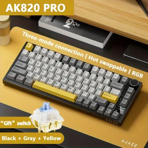 AJAZZ AK820 Pro Clavier mécanique 75% tri-mode joint mousse