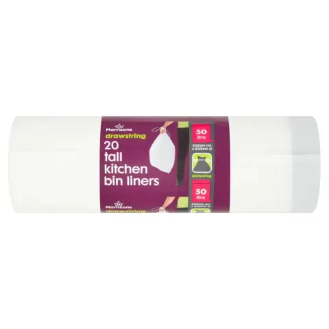Morrisons Drawstring 20 Tall Kitchen Bin Liners 5l
