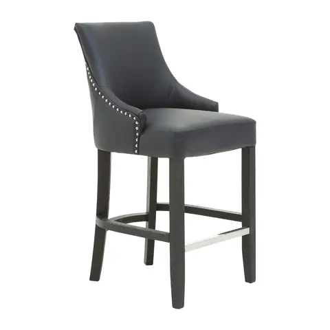 Interiors by Premier Bar Stool Kensington Townhouse Studded Faux Leather Black