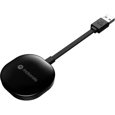 Motorola MA1 Kabelloser Android Auto Auto-Adapter - Sofortige Verbindung vom Smartphone zum Bildschirm mit einfacher Einrichtung - Direkt einsteckbarer USB-Adapter - Sicheres Gel-Pad inklusive
