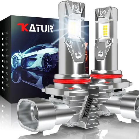 KATUR HB3 LED Headlight Bulbs, 26000LM 80W 9005 LED Bulb 6000K White Fanless Waterproof Mini Size Plug and Play, Pack of 2