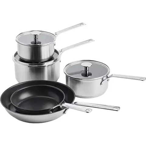 Kitchen Aid 5-delige set: koekenpan 20cm, koekenpan 28cm, steelpan 16cm, steelpan 18cm, steelpan 20cm