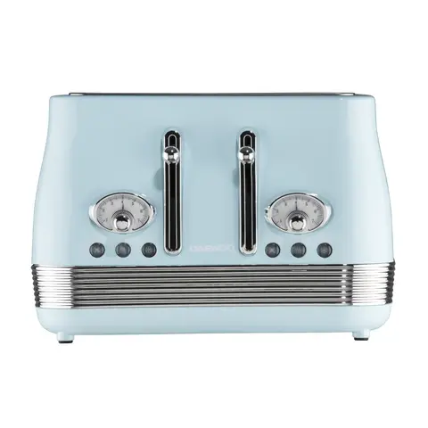 DAEWOO Denver 4 Slice Retro Toaster, Wide Slots, Sky Blue - SDA2750GE