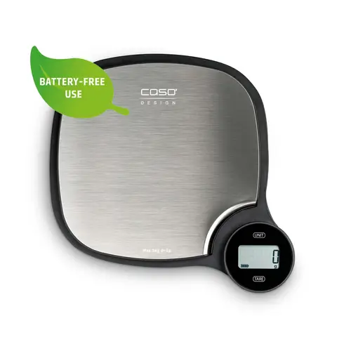 Caso Design EcoMaster Wind Up Kitchen Scales, Battery Free Weighing Scales, Weight up to 5kg in 1g Increments