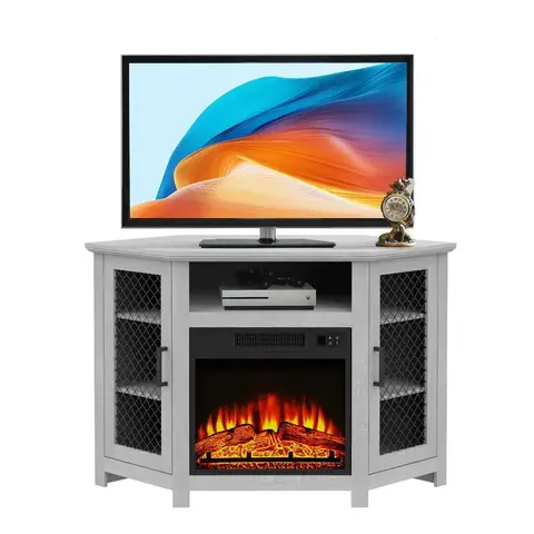 Parrot Uncle TV-Ständer mit elektrischem Kamin, für Fernseher bis zu 55", 114x56x76 cm, Grau