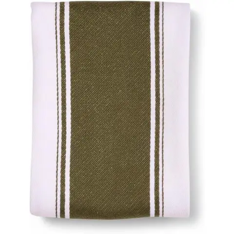 Dexam Tea Towel Love Colour Striped 100% Cotton Olive Green 45x70cm