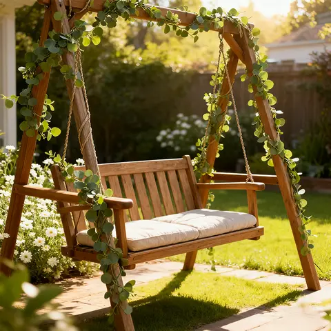 Wei's Moment Pack of 2 Eucalyptus Garland, 180cm, Artificial Garlands, Eucalyptus, Flower Garland with White Flowers, Leaves Garland, Artificial Plant Garland, Green, for Wedding Home Decoration