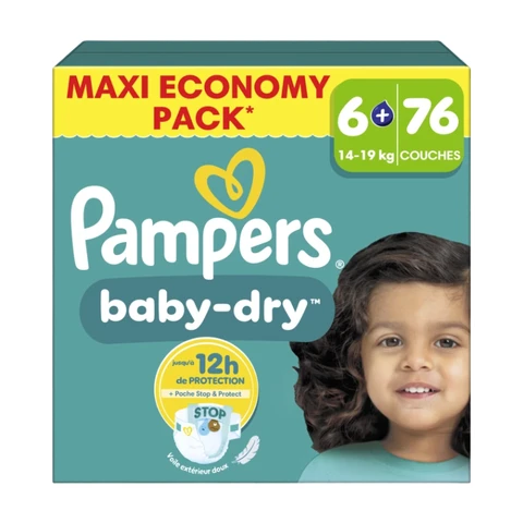 PAMPERS Baby Dry Maxi Taille 6+ - 76 unités