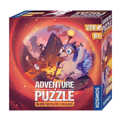 KOSMOS 684853 Adventure Puzzle In den Tiefen des Vulkans, 258 Teile, interaktives Abenteuerpuzzle für Kinder ab 8 Jahre, Abenteuergeschichte mit jedem Puzzleteil entdecken