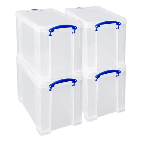 Really Useful Plastic Storage Box 19L Clear (Pack of 4)