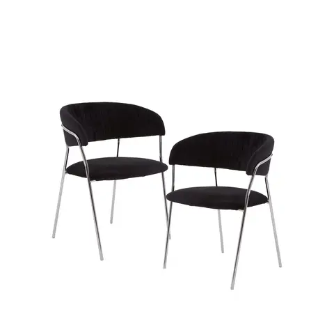 Interiors by Premier Dining Chair Tamzin Panelled Velvet Black/Chrome 2pcs
