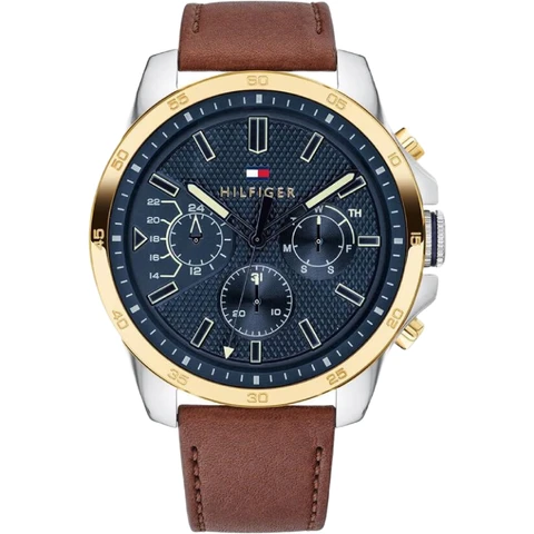 Tommy Hilfiger 1791561 Multi Dial Brown Leather Strap Watch