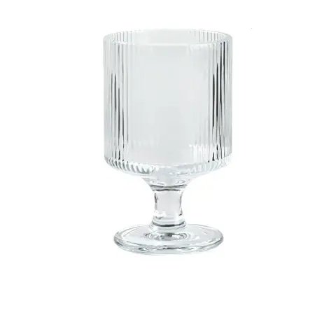 BJ 250ml Stemmed Wine Glasses with Vertical Ribs, 2-Piece Set