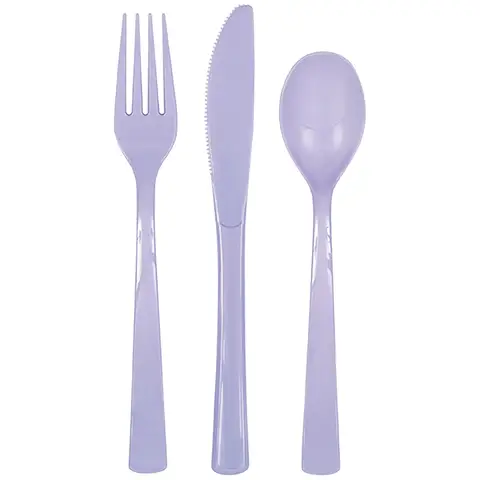 Unique Plastic Cutlery, Lavender, 18 pack