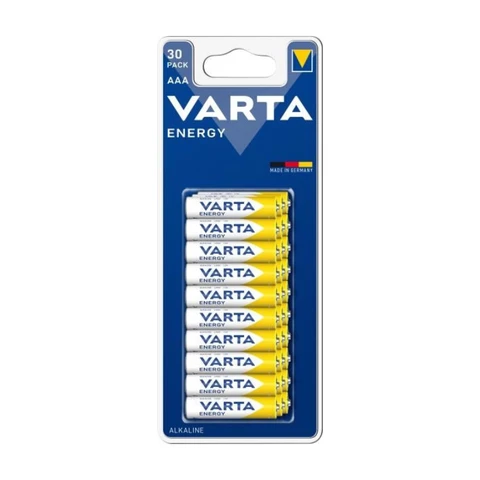 VARTA Batterie Alkaline, Micro, AAA, LR03, 1,5V Energy, Retail-Blister (30er-Pack)