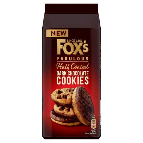 Fox's Fabulous Half Coated Dark Chocolate Cookies 175g