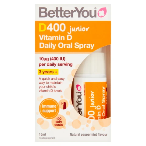 BetterYou Junior D400 Vitamin D Daily Oral Spray Natural Peppermint Flavour 15ml