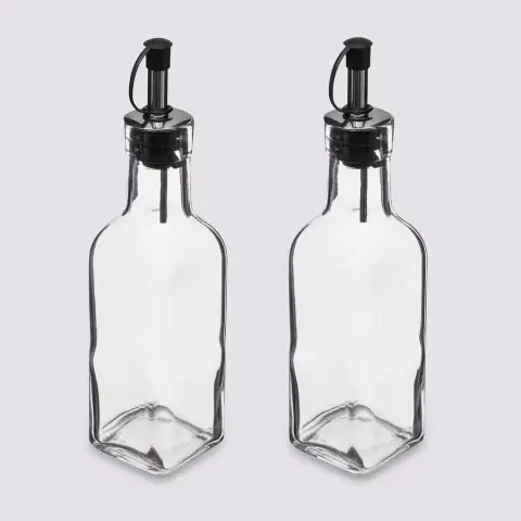 Set of 2 Oval Glass Bottles 160ml
